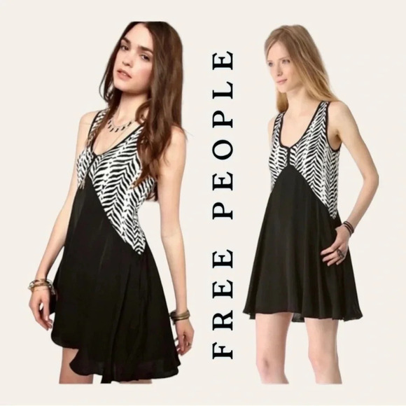 0413W. FREE PEOPLE RELAXED‎ MINI DRESS SIZE LARGE WITH KEYHOLE BACK STRIPES - Picture 1 of 13
